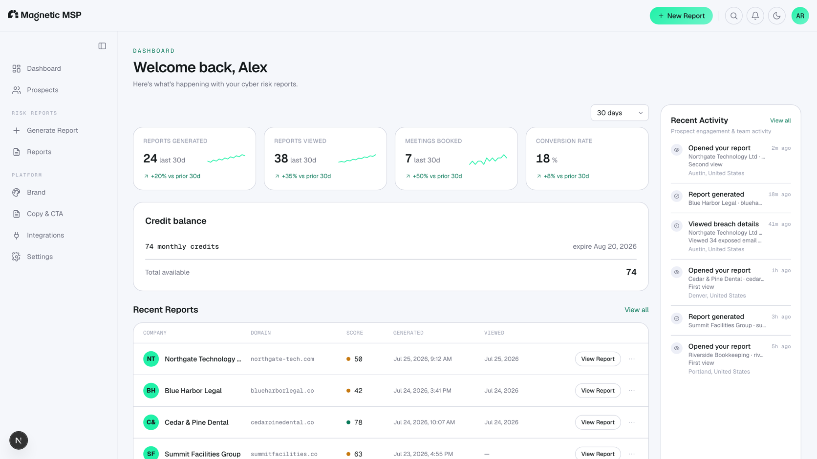 Magnetic MSP Dashboard